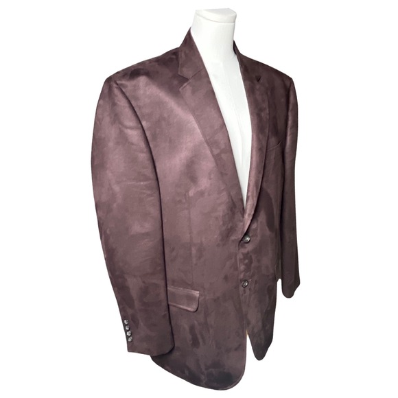 Soft Faux Suede Blazer Brown Chaps Ralph Lauren Mens 44L - Picture 9 of 9